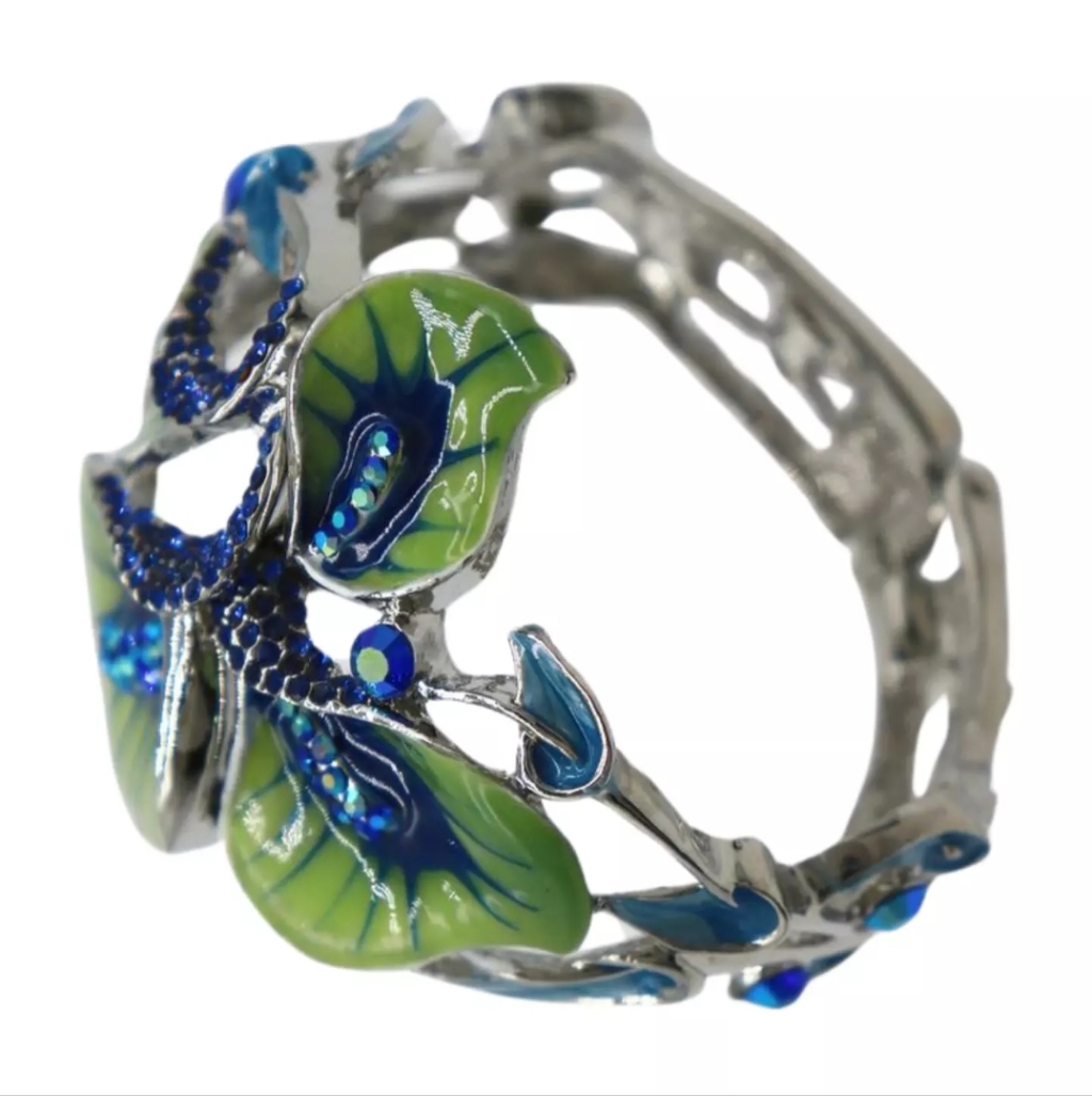 Nwt Art Nouvo Style Enamel Crystals Bracelet.L.
